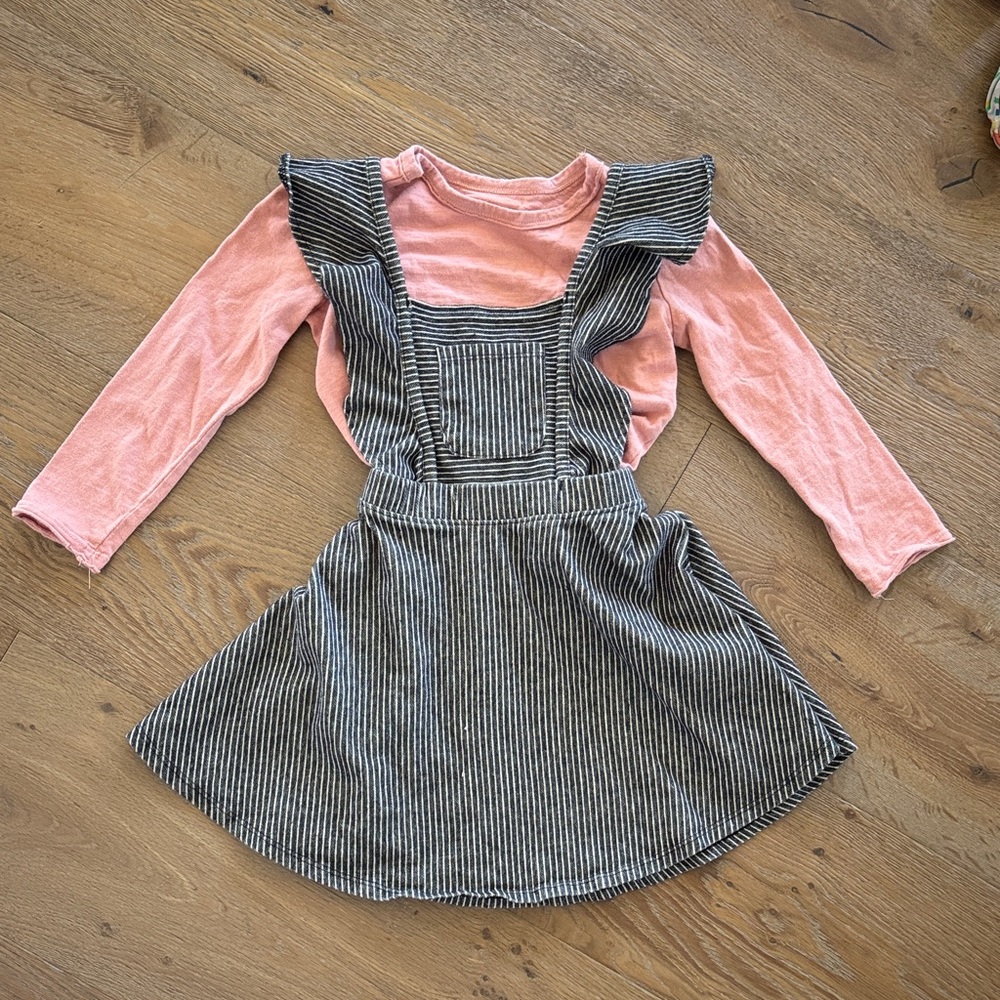 ⚡️Pink and Black Striped Pinafore Dress